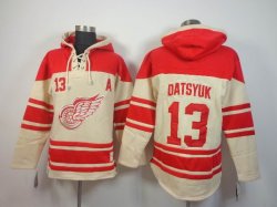 Detroit Red Wings Pavel Datsyuk13 red beige NHL Hooded Sweatshirt