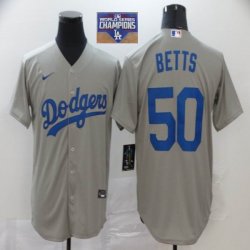 Nike Los Angeles Dodgers #50 Mookie Betts gray majestic baseball Jersey