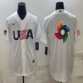 2023 World Cup blank white USA majestic baseball jerseys 04