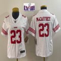 Women Nike San Francisco 49ers #23 Christian McCaffrey white Color Rush Limited Jersey-BD 03