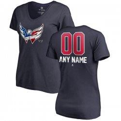 Women\'s Washington Capitals Fanatics Branded Navy Personalized Name and Number Banner Wave V-Neck T-Shirt