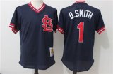 St Louis Cardinals Ozzie Smith 1# blue throwback mlb baseball jersey