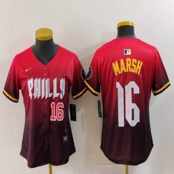 Women Nike Philadelphia Phillies #16 Brandon Marsh red majestic baseball jerseys city version 01