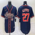 Nike Houston Astros #27 Jose Altuve blue majestic baseball jerseys big logo Joint name -BD 01