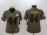 Women Nike Pittsburgh Steelers #84 Antonio Brown green USA flag Color Rush Limited Jersey