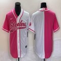 Nike Steelers pink and white splits baseball Jersey Joint name-BD