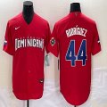 2023 World Cup Dominican Republic's #44 Alex Rodriguez red majestic baseball jerseys 07