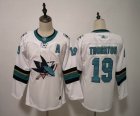 Youth Adidas San Jose Sharks #19 Joe Thornton white Ice Hockey jersey