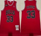 Chicago Bulls 33 Scottie Pippen red throwback basketball jerseys with NBA Finals patch -XD