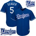 Custom Los Angeles Dodgers #5 Corey Seager blue fashion majestic baseball Jersey