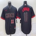 Nike Cincinnati Reds #11 Barry Larkin black majestic baseball jerseys Joint name-BD