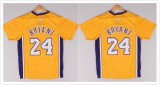 Los Angeles Lakers Kobe Bryant #24 yellow NBA shorts jerseys