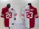 Nike San Francisco 49ers #23 Christian McCaffrey red white splits Color Rush Limited Jersey 03