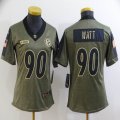 Women Nike Pittsburgh Steelers #90 T. J. Watt green 2021 Salute to Service Limited Jersey