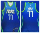 Dallas Mavericks #77 Luca Doncic blue nike nba jerseys city version-HL