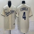 Nike Minnesota Twins #4 Carlos Correa beige majestic baseball jersey 01