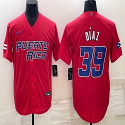 Puerto Rico Baseball #39 Edwin Diaz red 2023 World Baseball Classic Replica Player Jersey 09