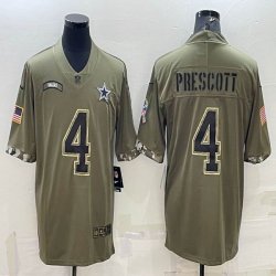 2022 Nike Dallas Cowboys #4 Dak Prescott Salute to Service Retired Limited Jersey-BD