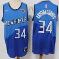 Nike Milwaukee Bucks 34# Giannis Antetokounmpo blue nba basketball Jersey-LT