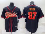 Nike Kansas City Chiefs #87 Travis Kelce black baseball jerseys Joint name-BD