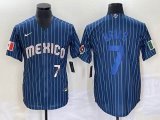 2023 World Cup Mexico #7 Julio Urias blue majestic baseball jerseys 56