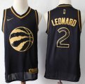 Nike Toronto Raptors #2 Kawhi Leonard black gold Stitched NBA Jerseys-S8