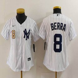 Youth New York Yankees #8 Yogi Berra white baseball jerseys-BD 02