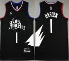 Jordan logo Los Angeles Clippers #1 James Harden black nba jerseys -TY