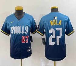 Youth Nike Philadelphia Phillies #27 Nola skyblue majestic baseball jersey city version-BD 03