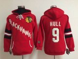 women Chicago Blackhawks Bobby Hull 9 Red hockey Ice hockey Hooded Sweatshirt