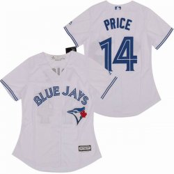 Women Toronto Blue Jays David Price #14 white majestic mlb Jersey