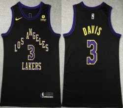 Nike Los Angeles Lakers #3 Anthony Davis black basketball jerseys city version-XD