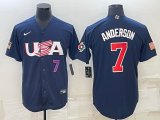 2023 World Cup #7 Tim Anderson blue USA majestic baseball jerseys 09