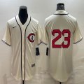 Nike Cincinnati Reds #23 beige throwback mlb jerseys-BD