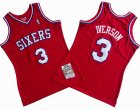 Philadelphia 76ers #3 Allen Iverson red throwback NBA basketball jersey-S8