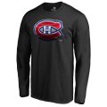 Men's Montreal Canadiens Fanatics Branded Black Primary Logo Midnight Mascot Long Sleeve T-Shirt