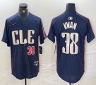 Nike Cleveland Indians #38 Steven Kwan blue majestic baseball jersey -BD 02