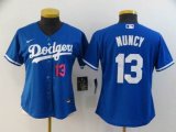 Women Nike Los Angeles Dodgers #13 Max Muncy blue majestic baseball jerseys-BD