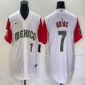 2023 World Cup Mexico #7 Julio Urias white red majestic baseball jerseys 104