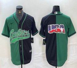 Nike Boston Celtics blank green black splits baseball jerseys Joint name-BD 01