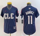 Youth Nike Cleveland Indians #11 Jose Ramirez blue majestic baseball jersey-BD 06