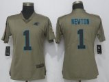 Women Nike Carolina Panthers 1 Newton Olive Salute To Service Elite Jersey