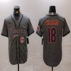 Nike Chicago Bears 18# Caleb Williams Hemp grey baseball jerseys Joint name-BD 01