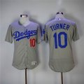 Los Angeles Dodgers #10 Justin Turner gray Flexbase Authentic Collection Jersey