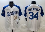 Nike Los Angeles Dodgers #34 Fernando Valenzuela white blue fashion majestic baseball Jersey 03