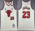 Chicago Bulls #23 Michael Jordan beige Throwback nba basketball jerseys -XD