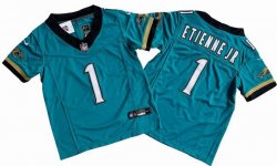 Youth Jacksonville Jaguars #1 Travis Etienne Nike Teal Prowler Throwback Vapor F.U.S.E. Limited Jersey