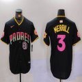 Nike San Diego Padres #3 Jackson Merrill black MLB Baseball jerseys Joint Name 02