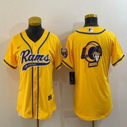 Women Nike Los Angeles Rams blank yellow baseball jerseys Joint name-BD 01