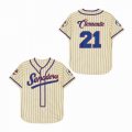 Puerto Rico #21 Clemente beige Baseball Jersey Stitched World Classic Button Uniform Costumes